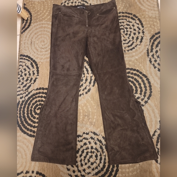 J Lo Jennifer Lopez Pants - Vintage JLo Authentic  Rare Find Suede NWOT Festival Bell Bottoms